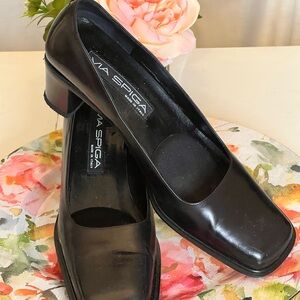 🌸VIA SPIGA Black Leather Heels Sz-8🌸